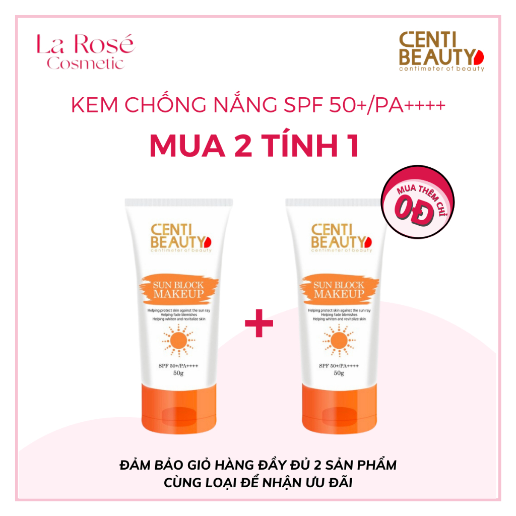 Kem Chống Nắng Centibeauty Nâng Tone Sunblock MakeupSPF 50/PA++++ 50g