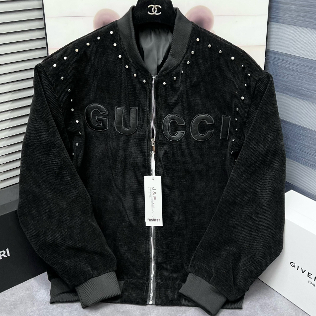 Khoác Bomber GG nhung tăm siêu sang 2 lớp dày hot 2023 new.