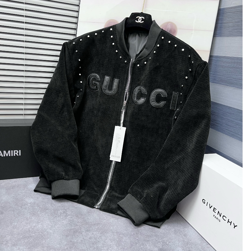 Khoác Bomber GG nhung tăm siêu sang 2 lớp dày hot 2023 new.