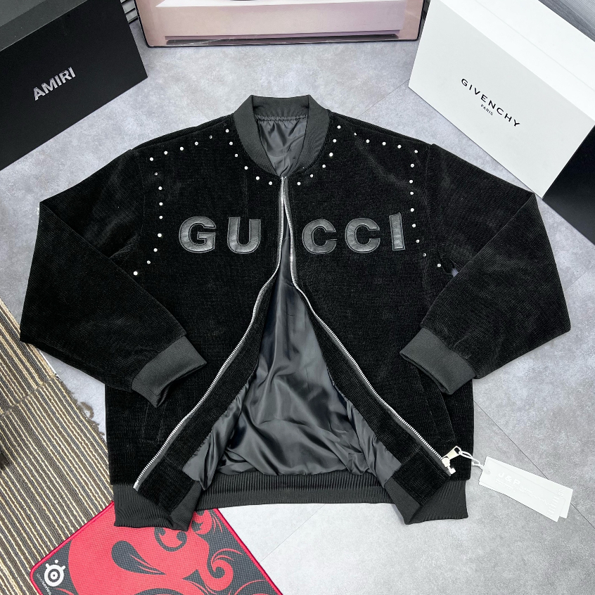 Khoác Bomber GG nhung tăm siêu sang 2 lớp dày hot 2023 new.