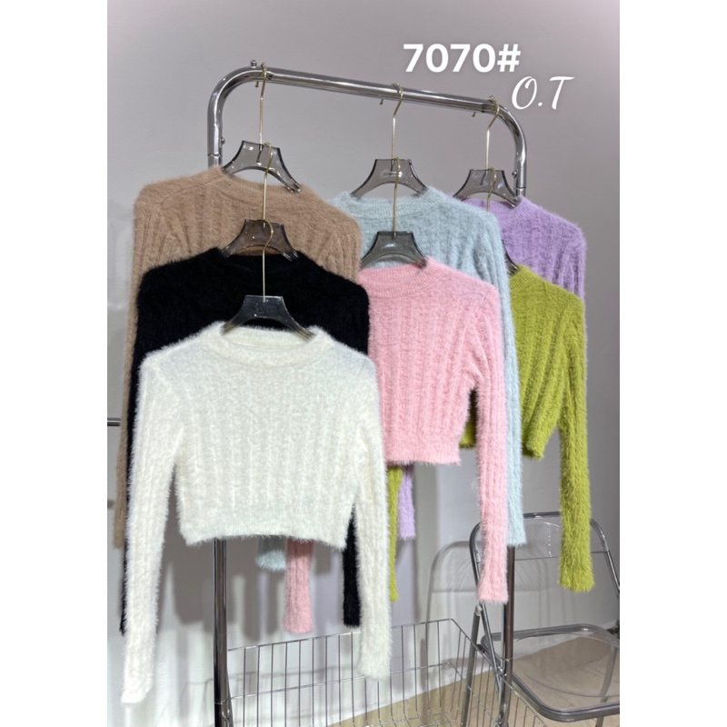 Áo len lông thỏ croptop hàng QC loại 1