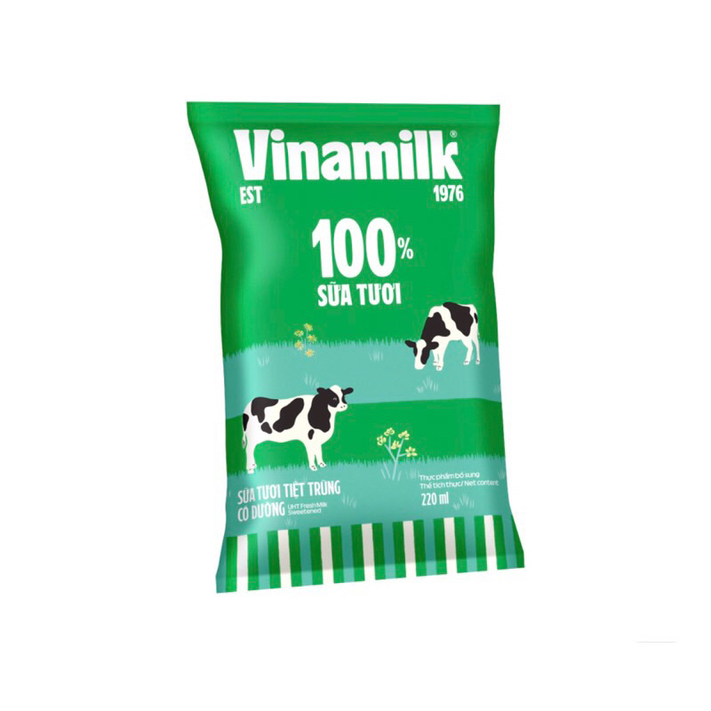 Sữa bịch vinamilk 220ml có đường, không đường, ít đường