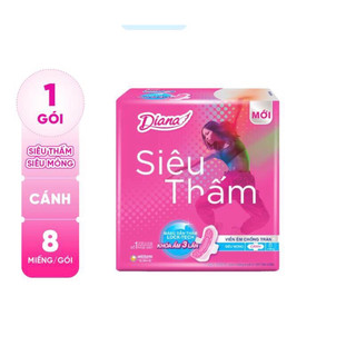 Băng vệ sinh DIANA siêu mỏng cánh 23cm gói 8 miếng