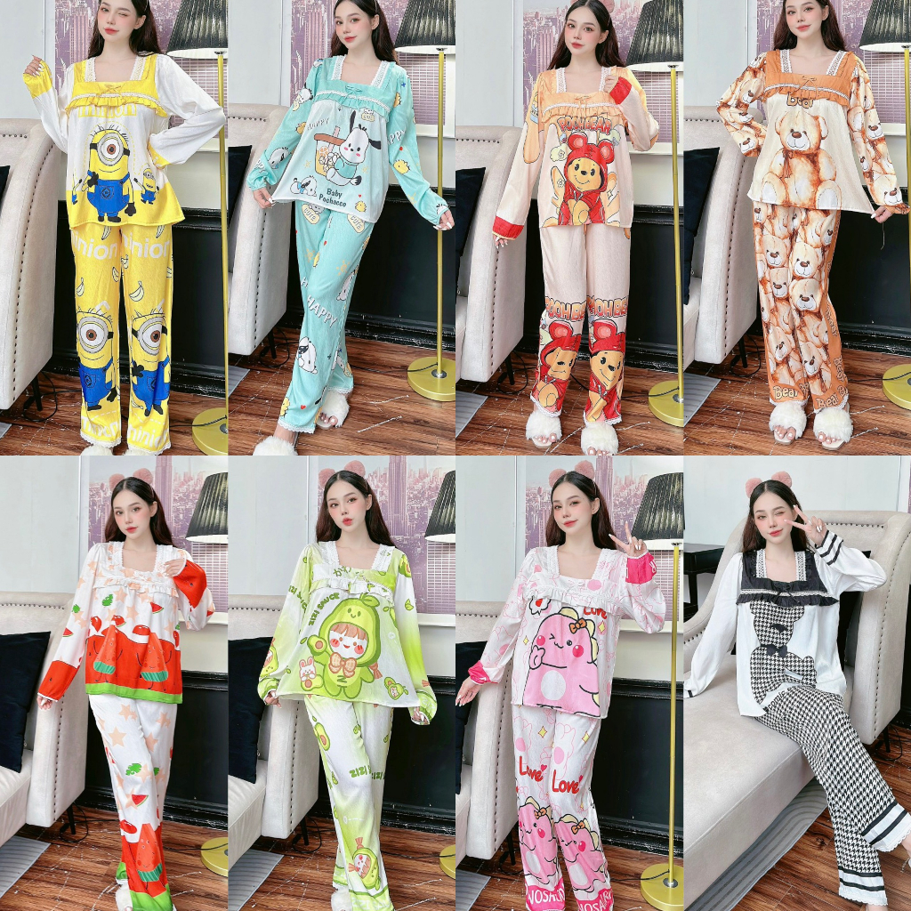 Đồ bộ tay dài quần dài , lụa xước cao cấp , họa tiết doremon siêu xinh ,mềm mượt ,giặt máy thoải mái