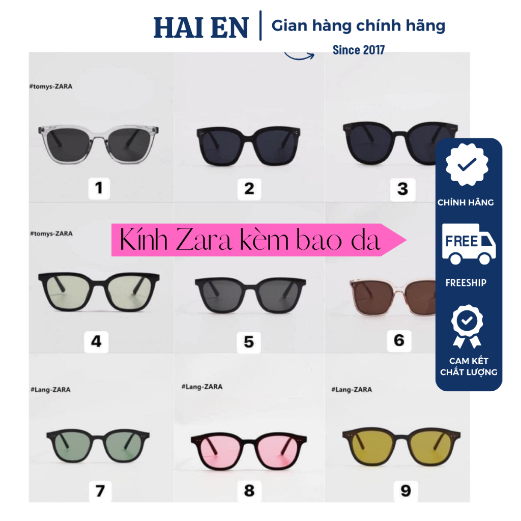 Kính Zara siêu đẹp kèm bao da chống UV400 có ảnh thật