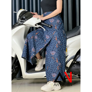 Váy chống nắng xẻ tà chất JEAN mềm mại co giãn tốt có túi tiện lợi xòe to dài cố định bằng miếng dán kết hợp với nút bấm