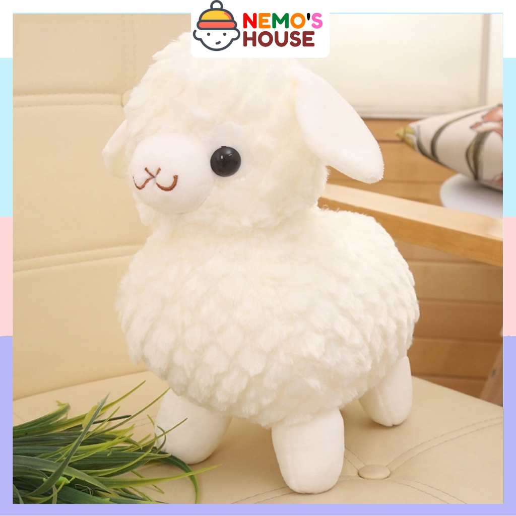 Gấu bông cừu, cừu bông, thú nhồi bông cừu tròn ú Shaun The Sheep màu trắng xám đáng yêu cho bé