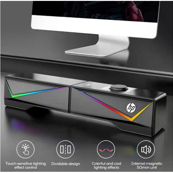 Loa Máy Tính HP DHE-6005, Thiết Kế Tách Rời, Led RGB, Chính Hãng, Âm Thanh Vòm Siêu Hay