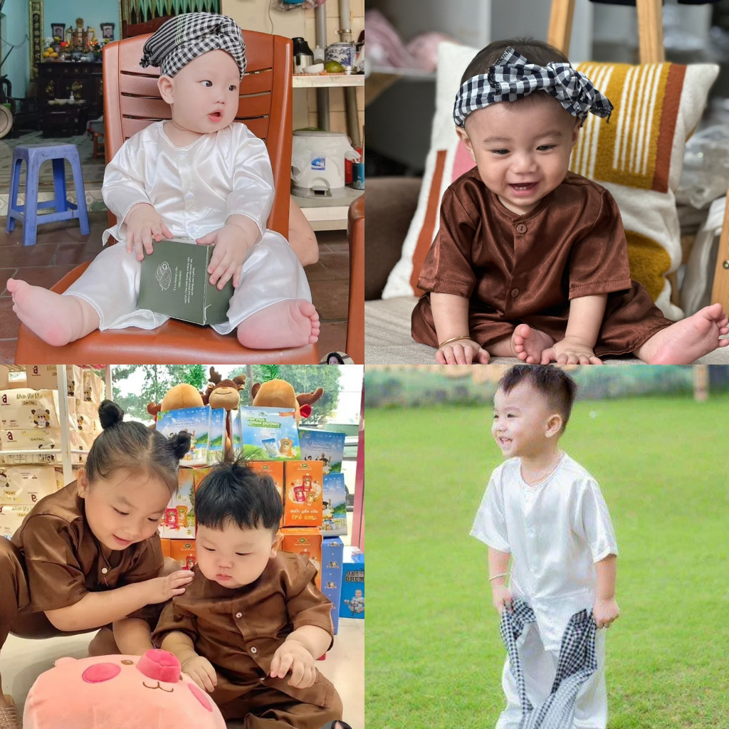Bộ đồ bà ba lụa cho bé 3-25kg