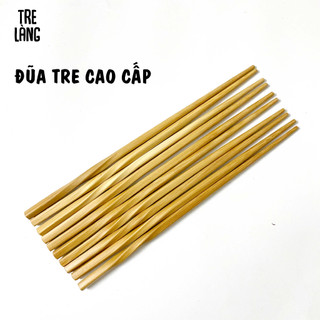 Đũa tre tự nhiên cao cấp  viền xanh, chuôi xoắn  Tre Làng