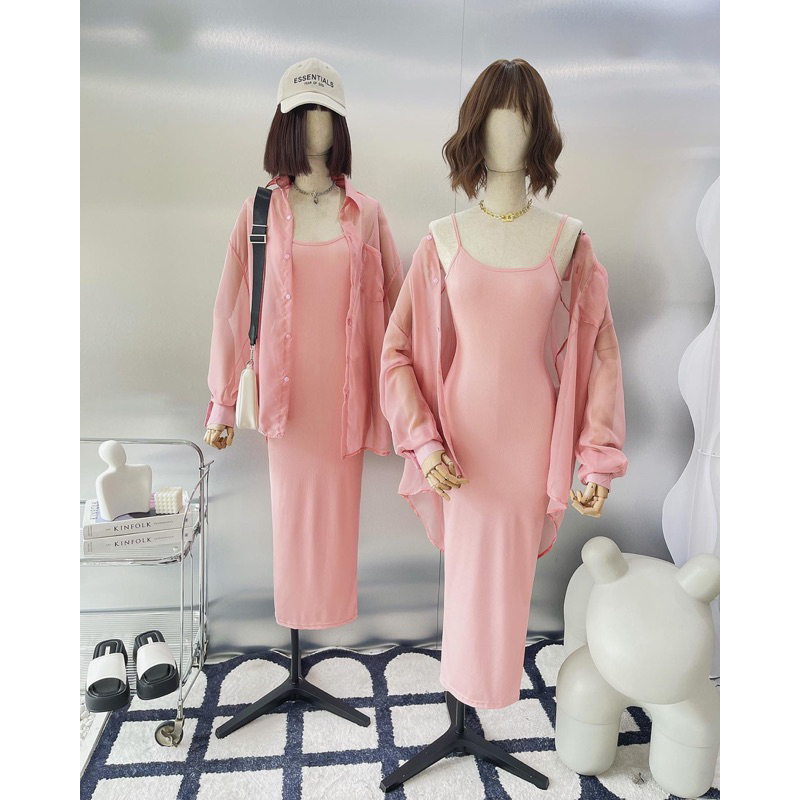 ĐẦM 2 DÂY + ÁO VOAN - K05044