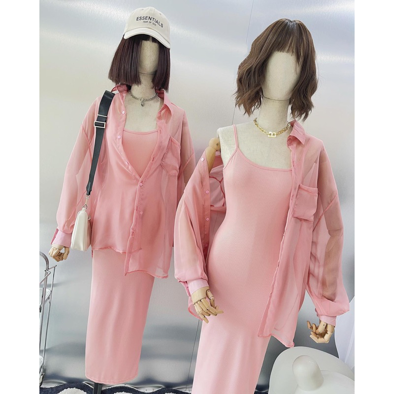 ĐẦM 2 DÂY + ÁO VOAN - K05044