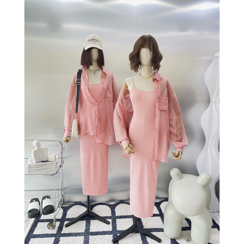 ĐẦM 2 DÂY + ÁO VOAN - K05044