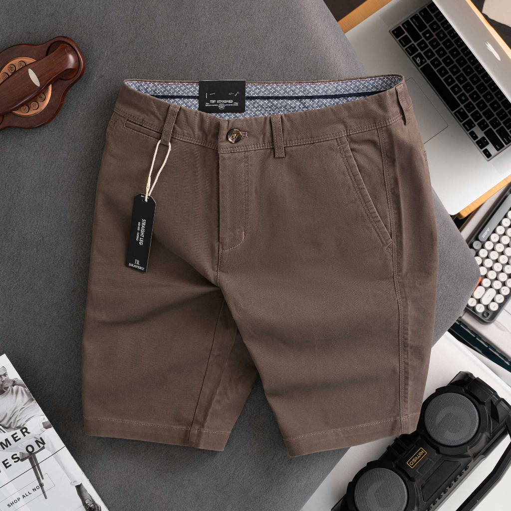 Quần short kaki nam Bravery co giãn mềm mịn dày dặn, form regular fit - Bravery