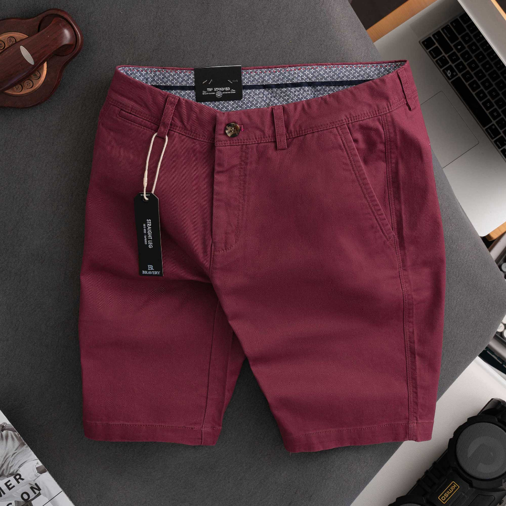 Quần short kaki nam Bravery co giãn mềm mịn dày dặn, form regular fit - Bravery