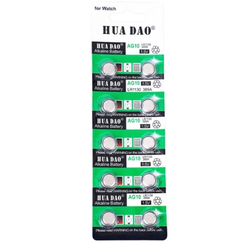 Pin Cúc Áo AG3/RL41 - AG13/RL44 - AG1/RL621 - AG10/RL1130 - Vỉ 5 Viên 1,5V Lithium Chính hãng HUADAO