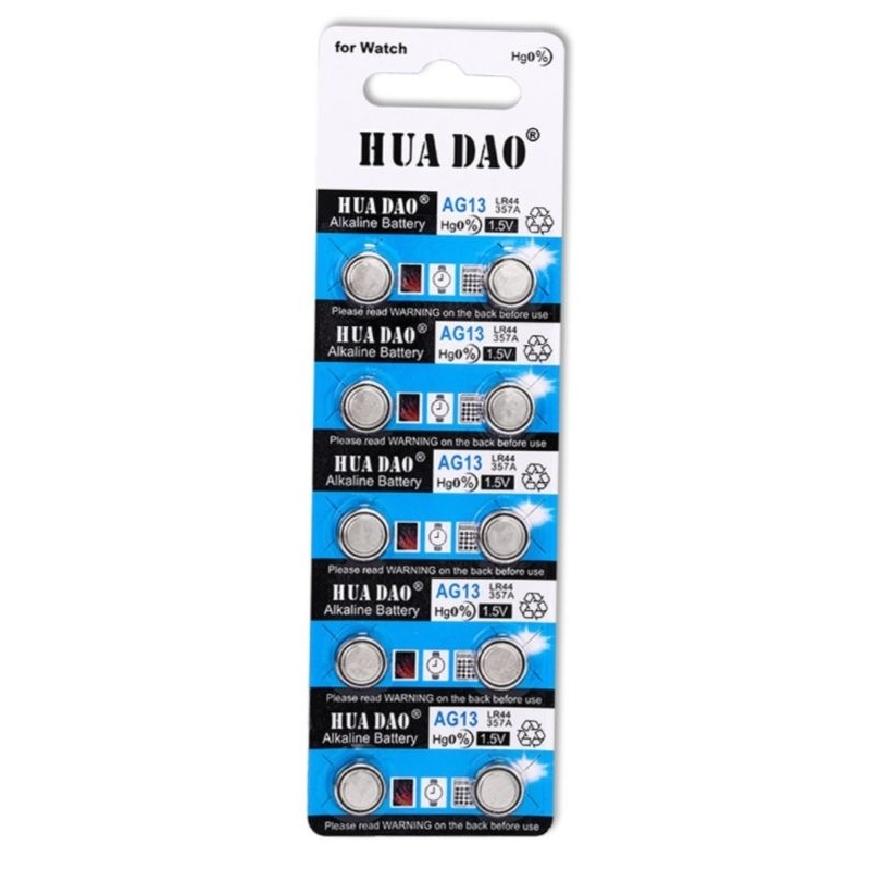 Pin Cúc Áo AG3/RL41 - AG13/RL44 - AG1/RL621 - AG10/RL1130 - Vỉ 5 Viên 1,5V Lithium Chính hãng HUADAO