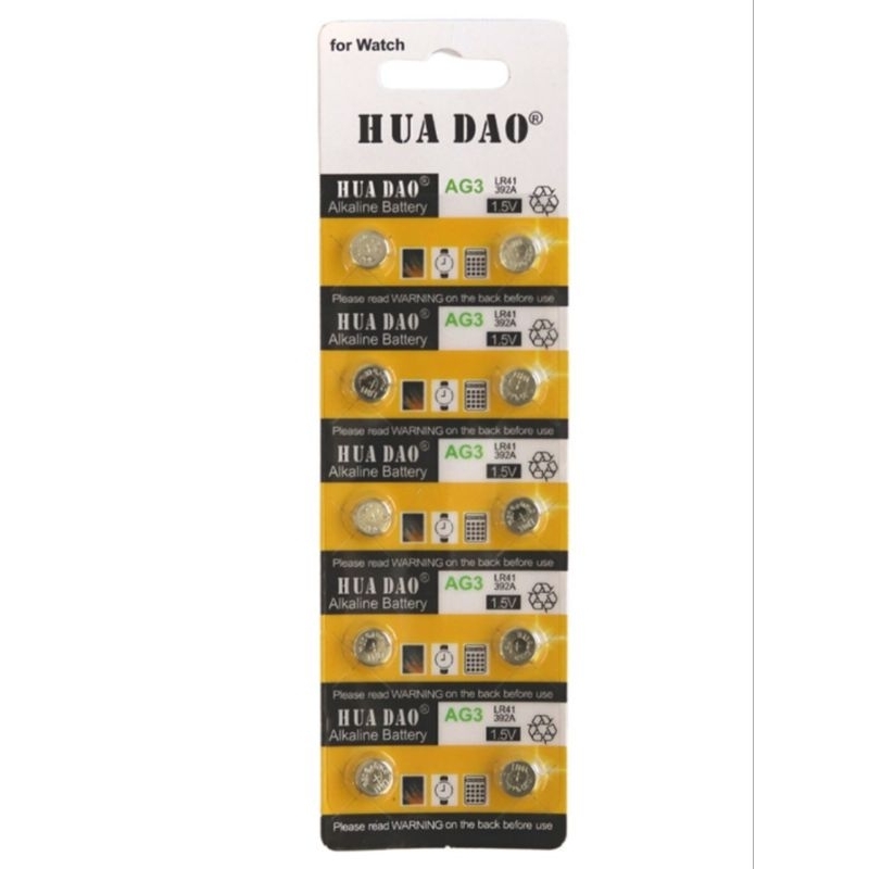 Pin Cúc Áo AG3/RL41 - AG13/RL44 - AG1/RL621 - AG10/RL1130 - Vỉ 5 Viên 1,5V Lithium Chính hãng HUADAO