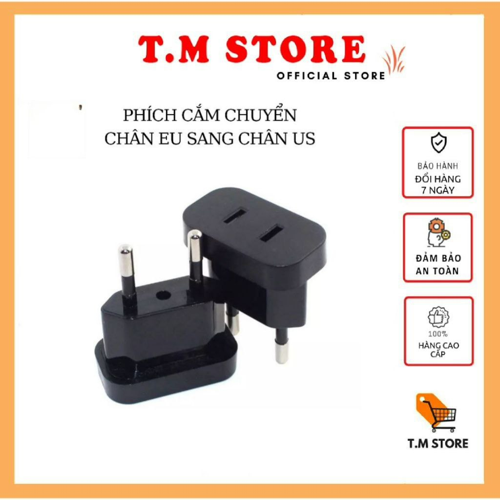 Phích cắm điện loại đúc chuyển đổi chân tròn sang chân dẹp chuẩn Việt Nam thông dụng