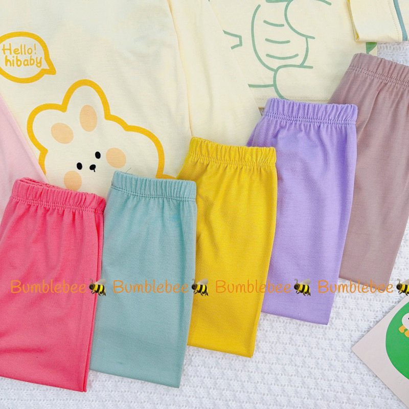 Bộ dài tay thun lạnh cho bé trai bé gái nền kem in hoa động vật