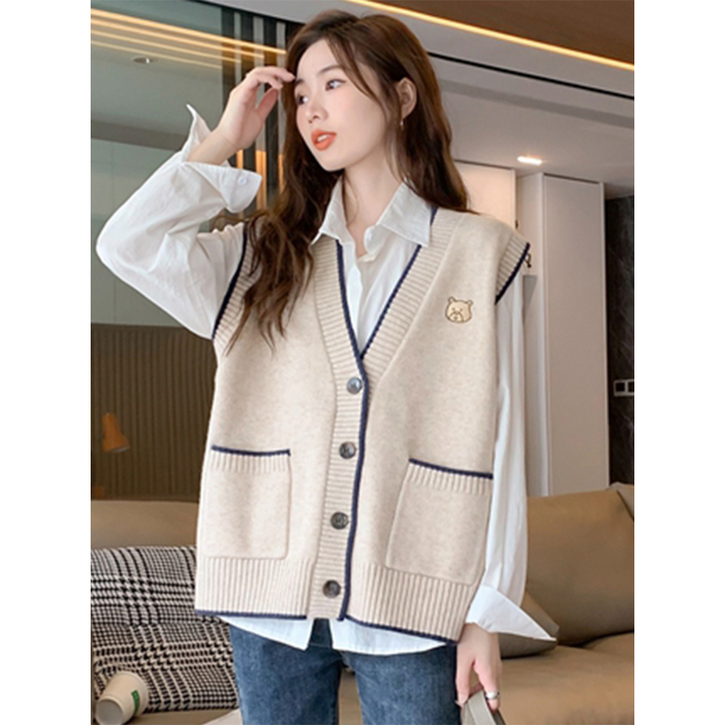 Áo gile len cho nữ áo ghi lê phong cách nữ sinh học sinh Hàn Quốc form dáng rộng xinh xắn kiểu Hàn Quốc M204 A2-17