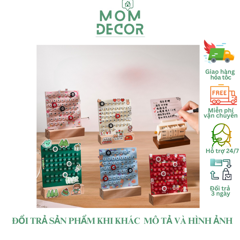 Lịch Gỗ Để Bàn Decor Trang Trí Nhà Cửa, Bàn Làm Việc, Bàn Học