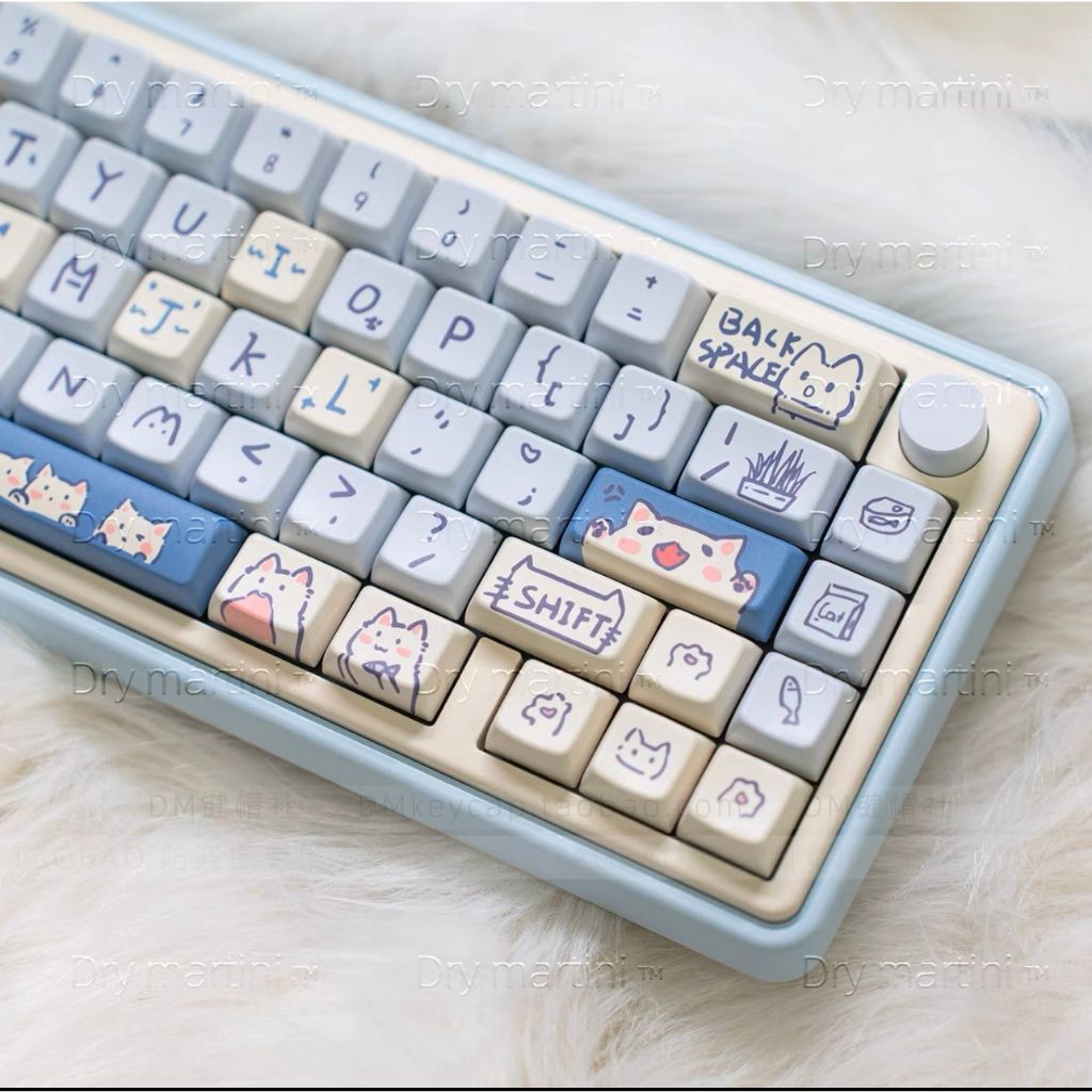 Keycap  Blue Meow Meow profile MDA/Cherry Dễ Thương PBT layput 61/64/68/75/84/87/104/108 Dễ Thương