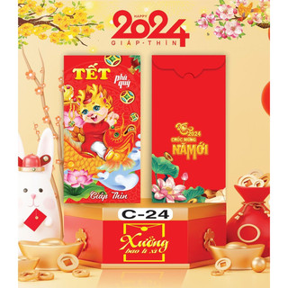 1 xấp 10 bao lì xì giáp thìn 2025, bao lì xì tết, từ mẫu 62-110