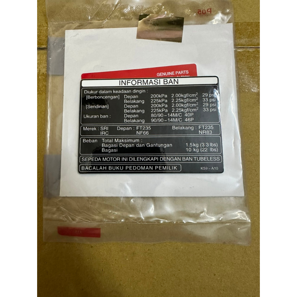 Tem thông số xe vario