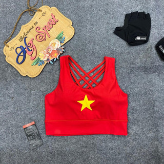 Áo Bra, Croptop cờ đỏ sao vàng Việt Nam tập Thể Thao Gym Yoga đội nhóm