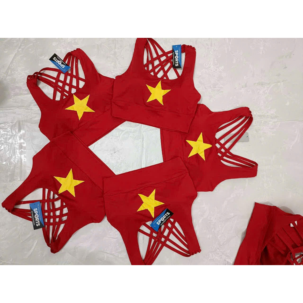 Áo Bra, Croptop cờ đỏ sao vàng Việt Nam tập Thể Thao Gym Yoga đội nhóm