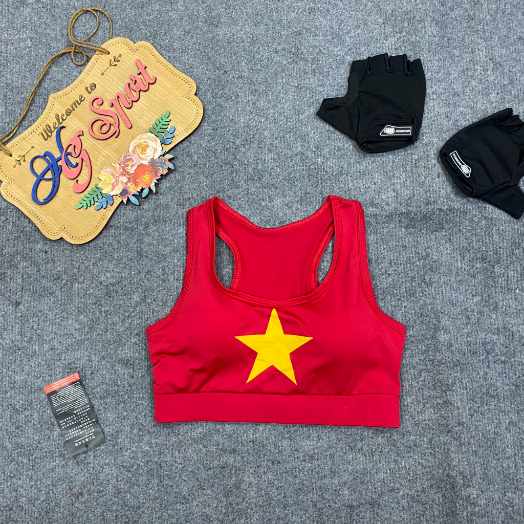 Áo Bra, Croptop cờ đỏ sao vàng Việt Nam tập Thể Thao Gym Yoga đội nhóm