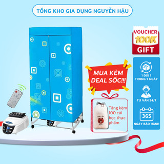 [New] Tủ Sấy Quần Áo Khung Inox 2 Tầng Có Điều Khiển Từ Xa, Sấy Quần Áo Nhanh Khô Có Bảo Hành 12 Tháng - Tongkhogiadung