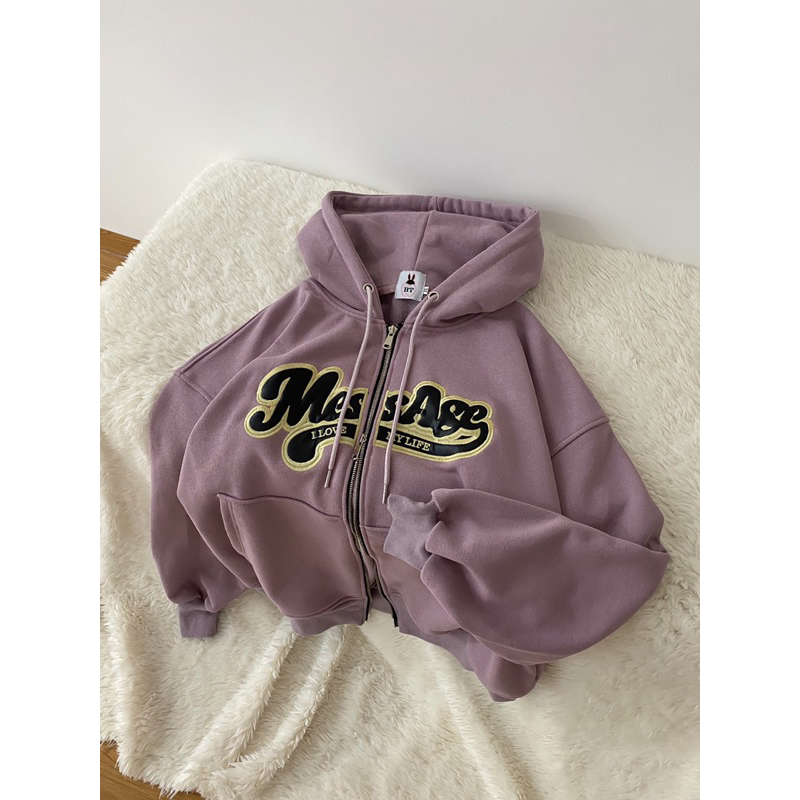 Áo khoác hoodie form boxy khoá zip