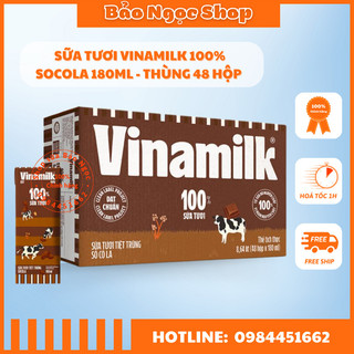 Sữa tươi tiệt trùng Vinamilk 100% Hương Socola 180ml
