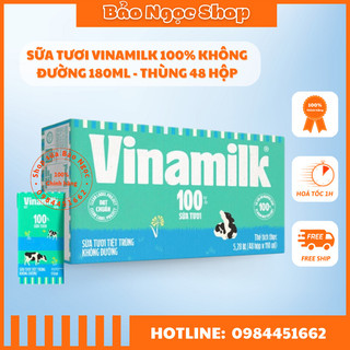 Sữa tươi tiệt trùng Vinamilk 100% Không Đường 180ml