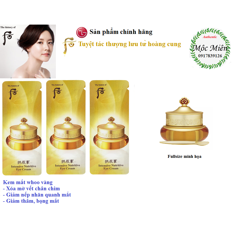 Combo 30, 60, 120 gói Kem Dưỡng Mắt Whoo vàng Whoo Intensive Nutritive Eye Cream - sample