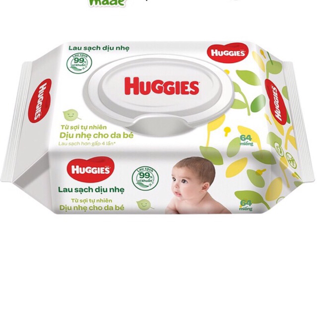 Khăn ướt Huggies dịu nhẹ gói 64 tờ và 80 tờ