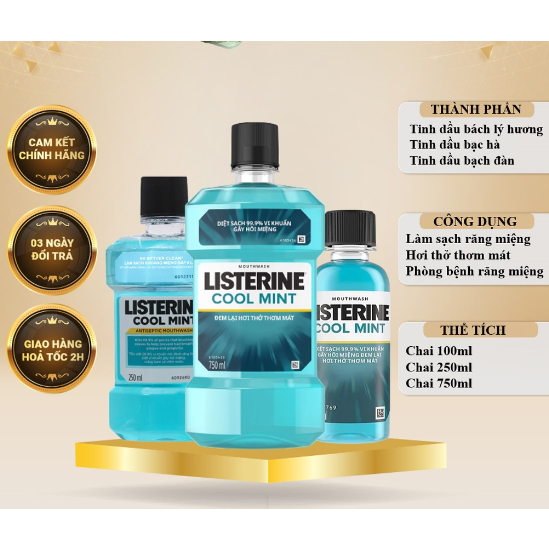 Combo 2 chai nước súc miệng Listerin 750ml- Chính hãng