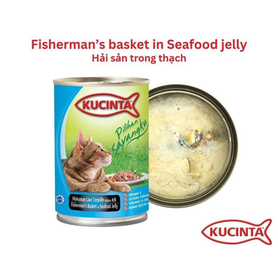 Pate lon 400g KUCINTA siêu nhiều cá và hải sản cho mèo