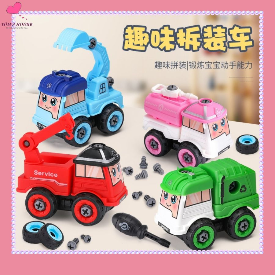 Bộ Lắp Ráp 4 Xe Công Trình Bằng Tua Vít Cho Bé