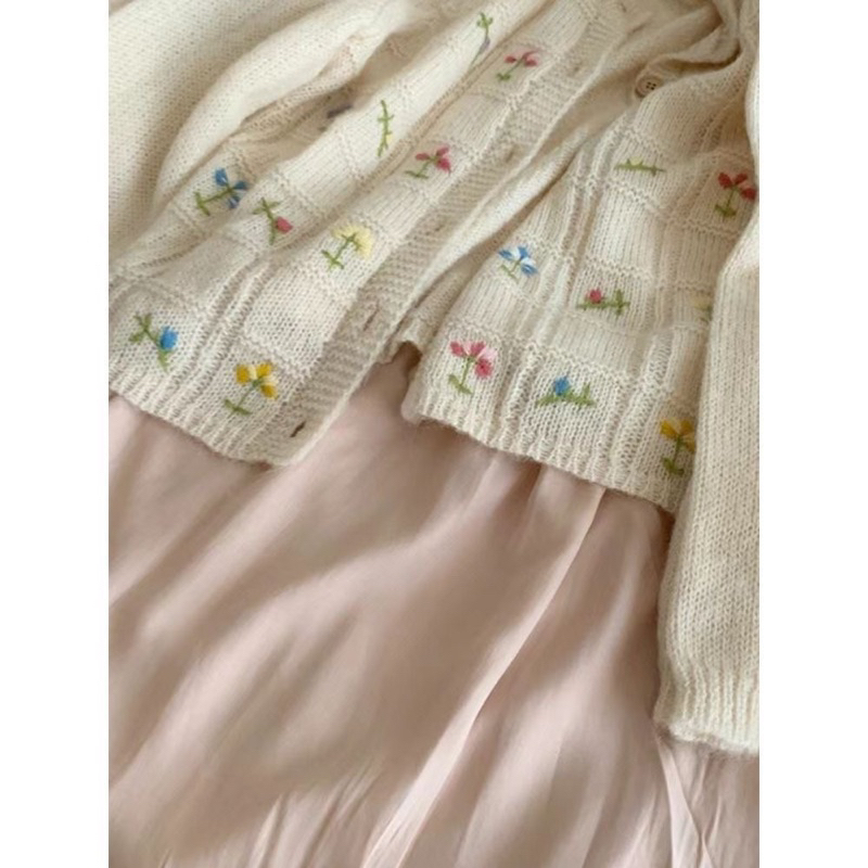 Áo len cardigan be thêu hoa đóng cúc dễ thương phong cách hQ