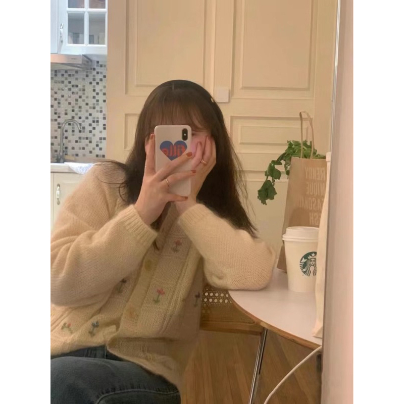 Áo len cardigan be thêu hoa đóng cúc dễ thương phong cách hQ