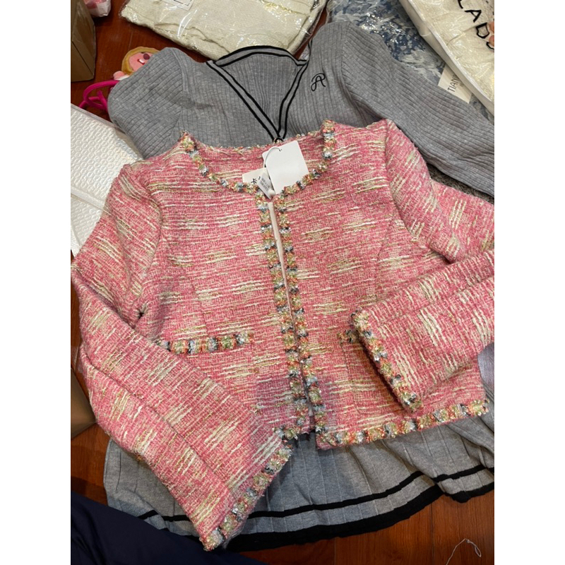 Áo dạ tweed hồng