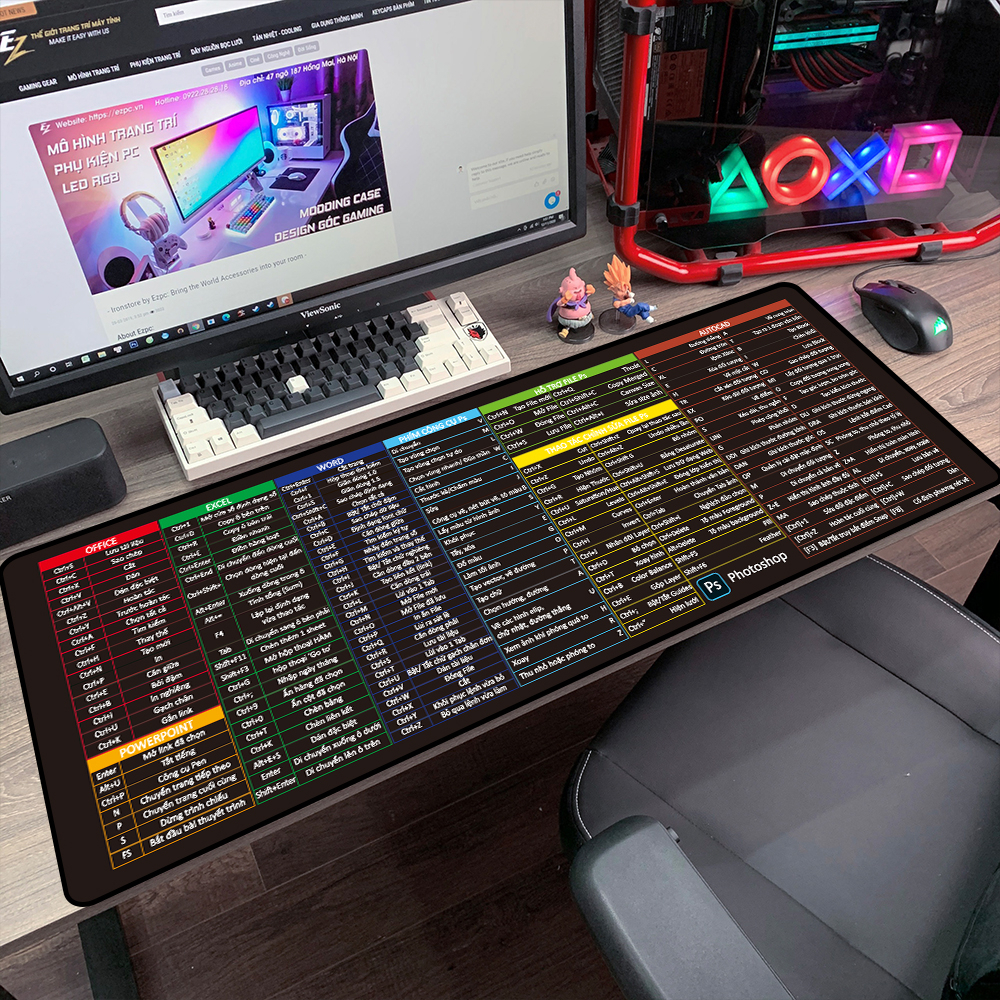 Lót chuột cỡ lớn 90x40 80x30 siêu dễ thương, Pad chuột có thể giặt sạch bảo hành 1 năm dùng cho máy tính, laptop