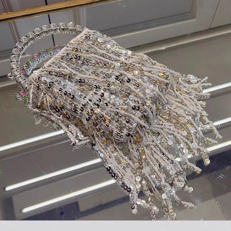 ORDER 💋 Túi xách Korea dây tua rua kim sa quai đá cầm tay đi tiệc