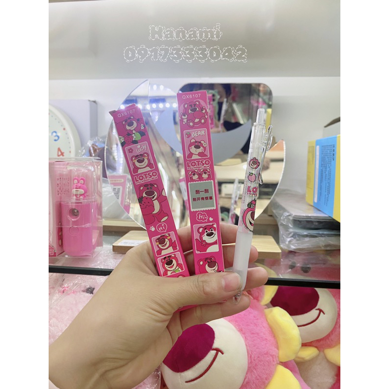 Bút bi viết mực Gấu Dâu Lotso hoạt hình ngộ nghĩnh dễ thương cho học sinh,văn phòng