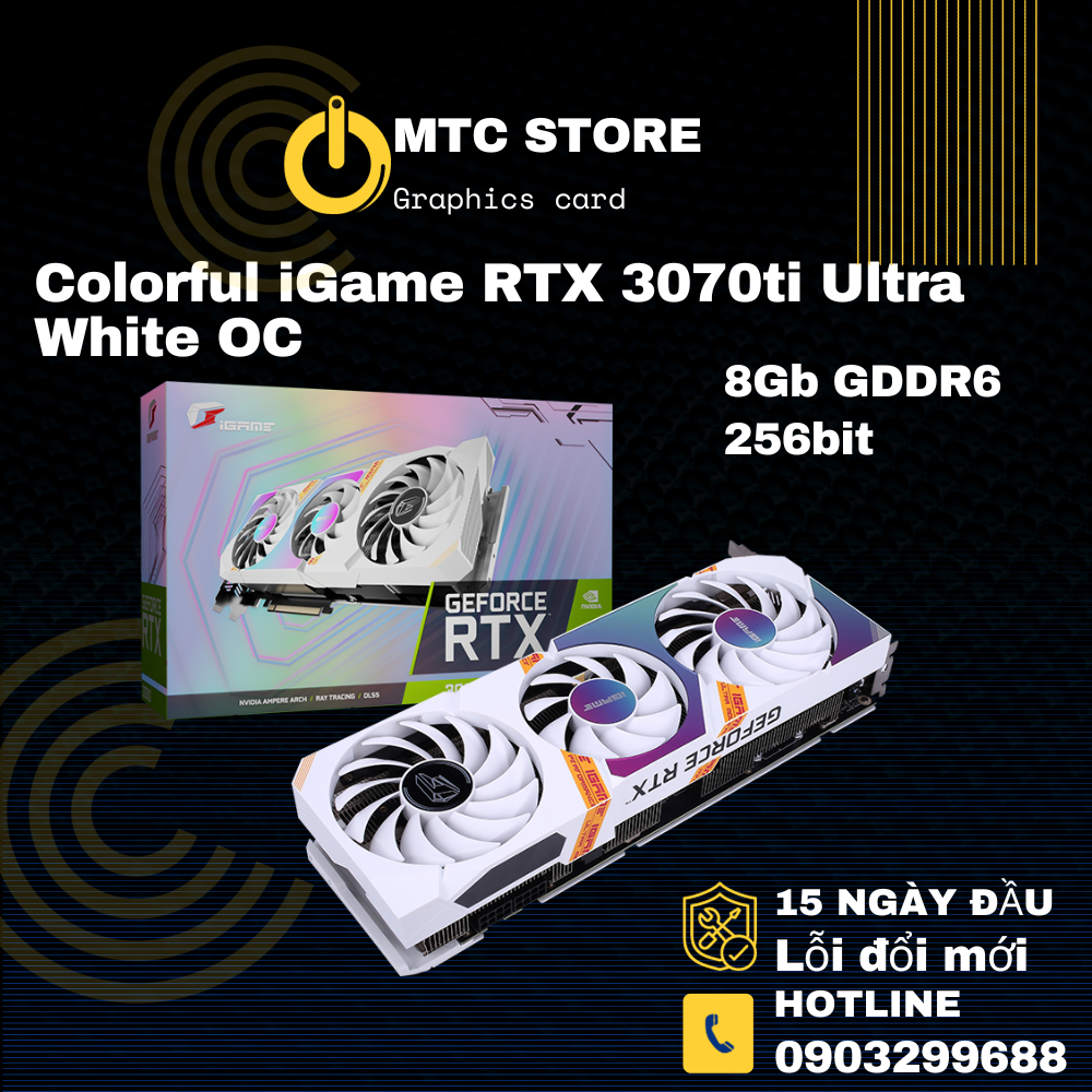Card màn hình Colorful iGame RTX 3070ti Ultra White OC 8G 3 Fan Cũ