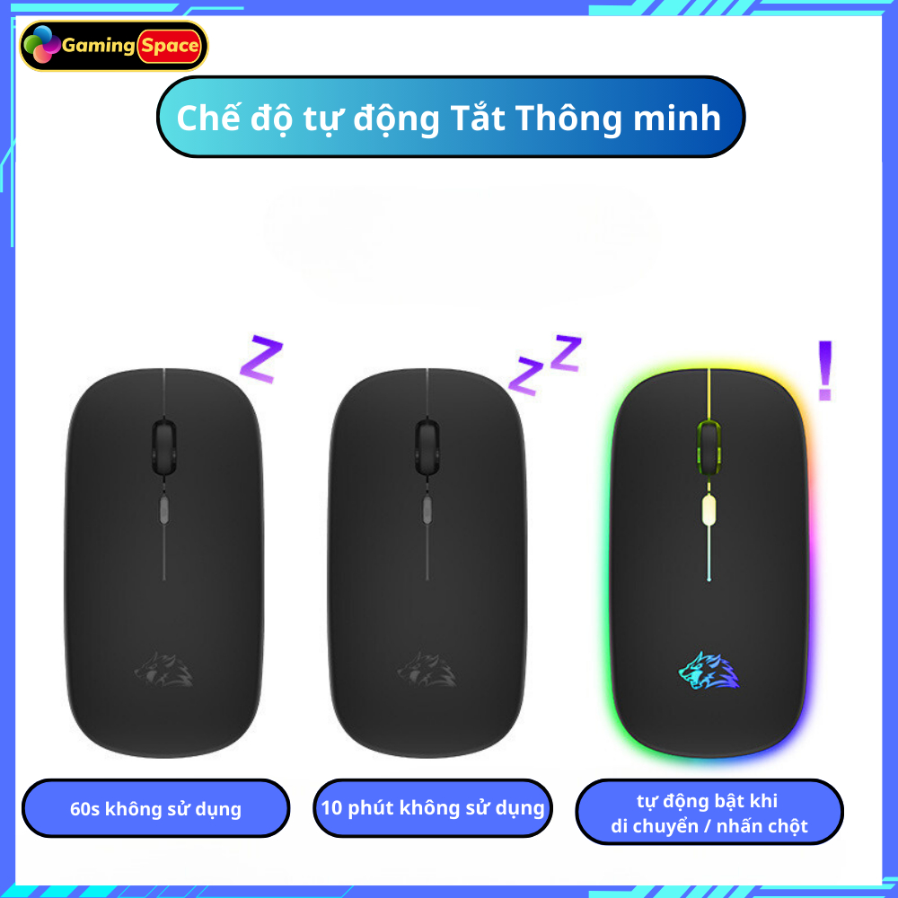 Chuột Không Dây Bluetooth X15 Pin sạc siêu mỏng Led RGB , chơi game và làm văn phòng