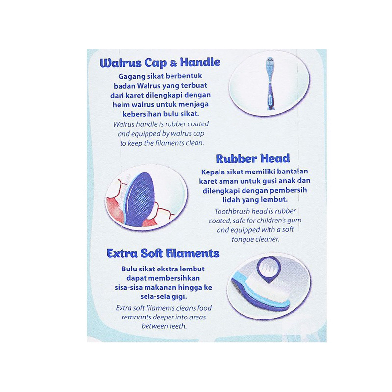 Bàn chải cho bé trên 3 tuổi Formula Junior Walrus lông siêu mềm